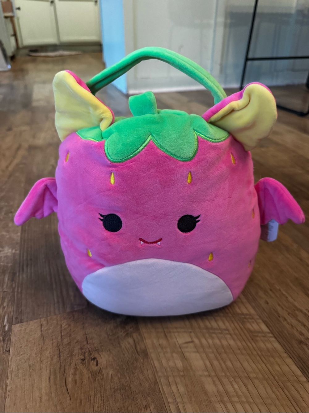 NWT Squishmallows Gwendolyn the Neon Strawberry Bat Halloween Treat Pail
